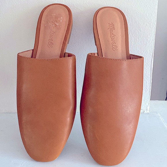 Madewell Cory leather flat mules English saddle tan size 8 - Picture 2 of 14